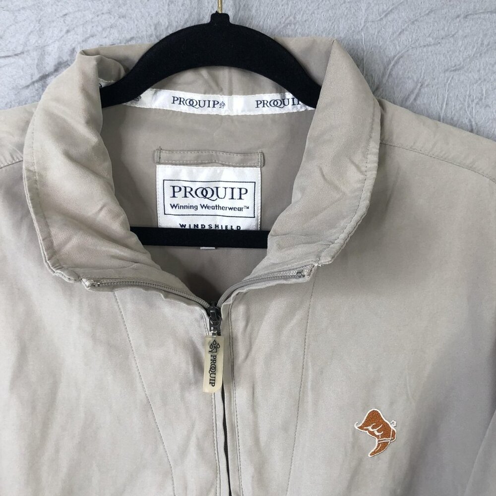 ProQuip Golf Windshirt Mens Large Khaki Windshield Quarter Zip Jacket Pullover - Picture 12 of 16